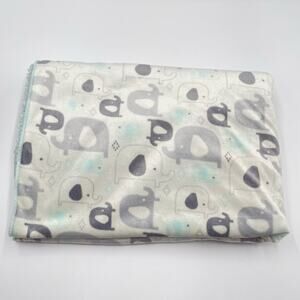 Chick Pea Gray Elephant Baby Security Blanket Mint Green Sherpa 30" X 35"